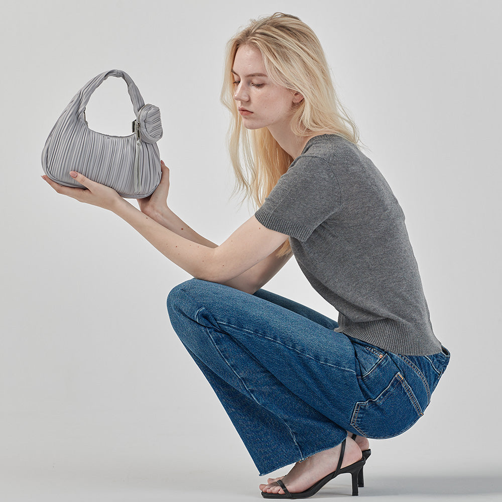 Mini Hobo in Metal Grey